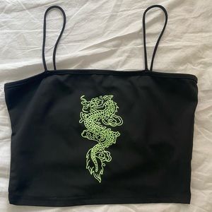 black going out top w dragon print